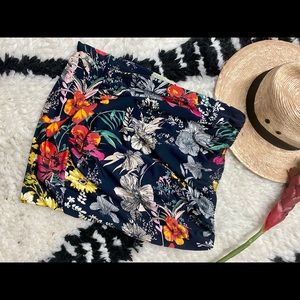 Veronica M Navy Floral Blouse with Yellow and Red Accents